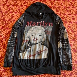 Vintage Y2k Marilyn Monroe Portrait Face Long Sleeve Hoodie Shirt Large
